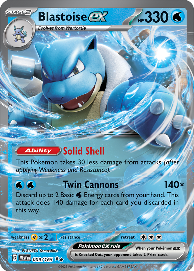 Scarlet & Violet 151 #009/165 Blastoise ex (Double Rare)