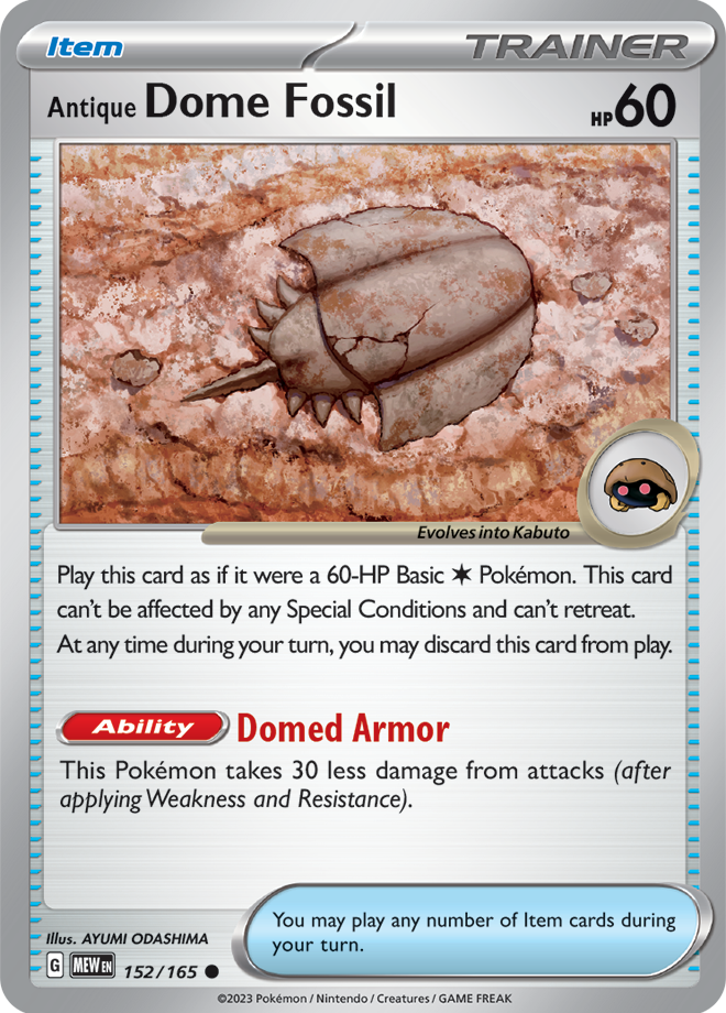 Scarlet & Violet 151 #152/165 Dome Fossil (Standard)