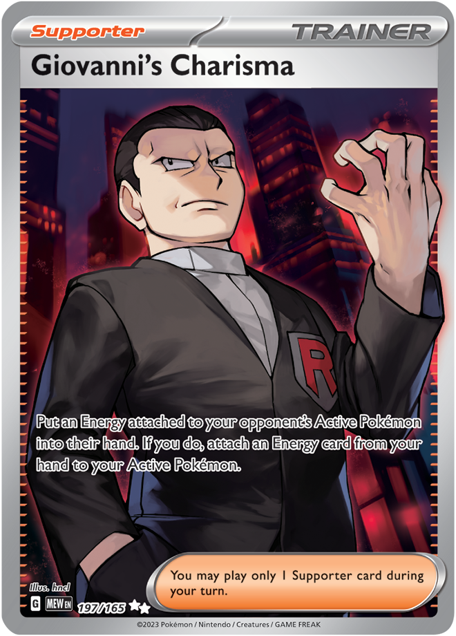 Scarlet & Violet 151 #197/165 Giovanni's Charisma (Full Art)