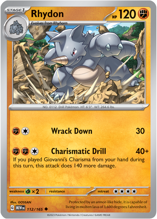 Scarlet & Violet 151 #112/165 Rhydon (Standard)