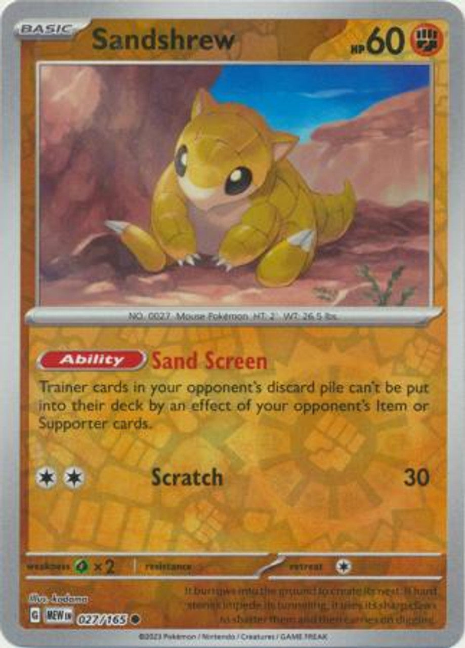 Scarlet & Violet 151 #027/165 Sandshrew (Reverse Holo)