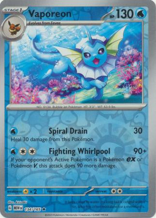 Scarlet & Violet 151 #134/165 Vaporeon (Reverse Holo)