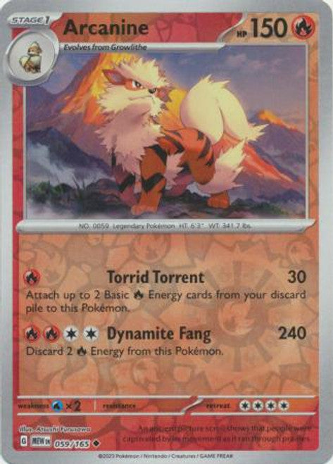 Scarlet & Violet 151 #059/165 Arcanine (Reverse Holo)