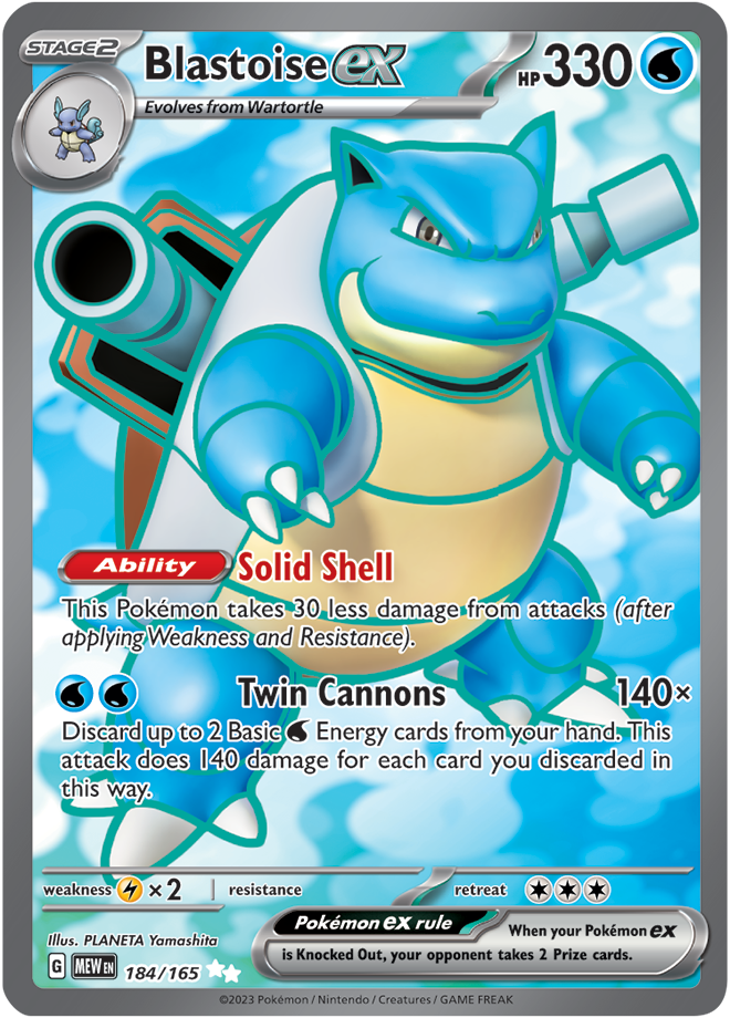 Scarlet & Violet 151 #184/165 Blastoise ex (Full Art)