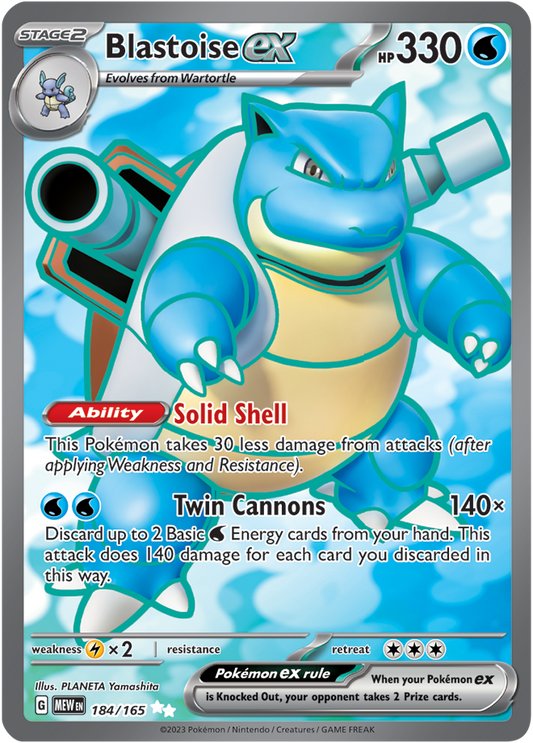 Scarlet & Violet 151 #184/165 Blastoise ex (Full Art)