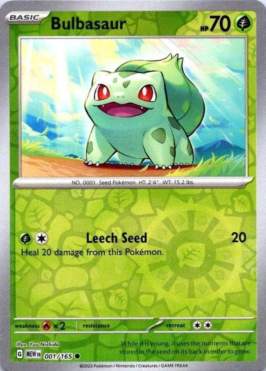 Scarlet & Violet 151 #001/165 Bulbasaur (Reverse Holo)