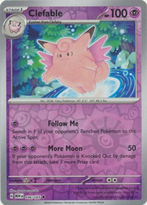 Scarlet & Violet 151 #036/165 Clefable (Reverse Holo)