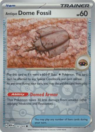 Scarlet & Violet 151 #152/165 Dome Fossil (Reverse Holo)