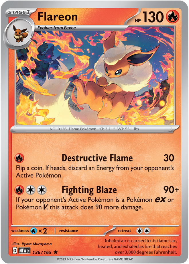 Scarlet & Violet 151 #136/165 Flareon (Holo)