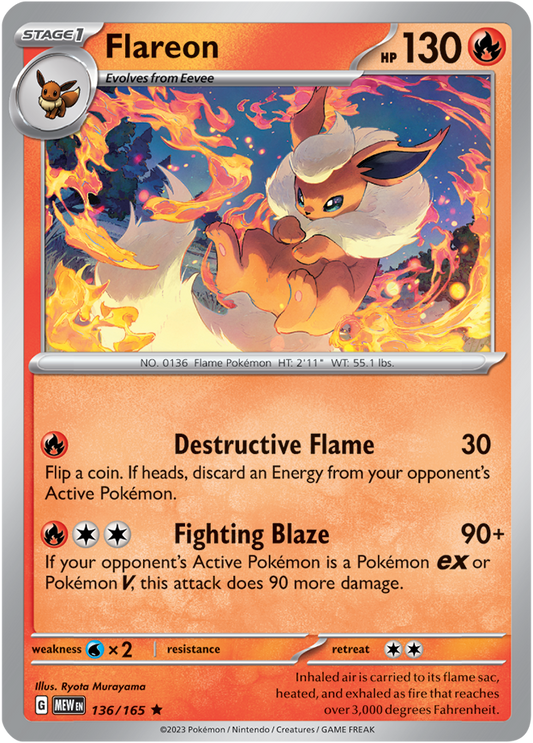 Scarlet & Violet 151 #136/165 Flareon (Holo)
