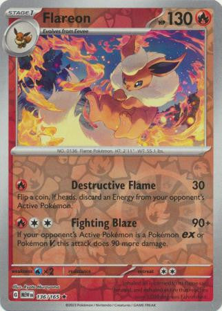 Scarlet & Violet 151 #136/165 Flareon (Reverse Holo)