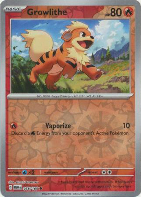 Scarlet & Violet 151 #058/165 Growlithe (Reverse Holo)