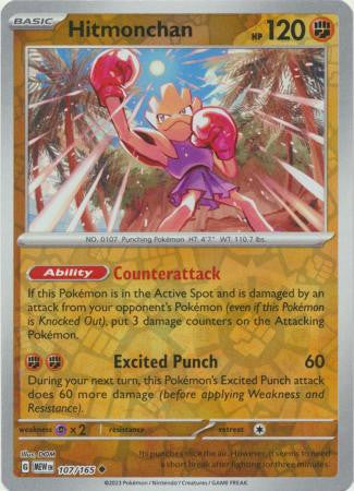 Scarlet & Violet 151 #107/165 Hitmonchan (Reverse Holo)