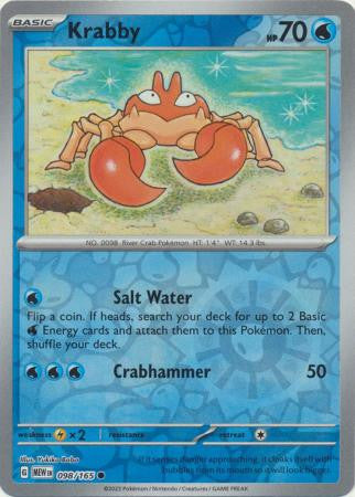 Scarlet & Violet 151 #098/165 Krabby (Reverse Holo)