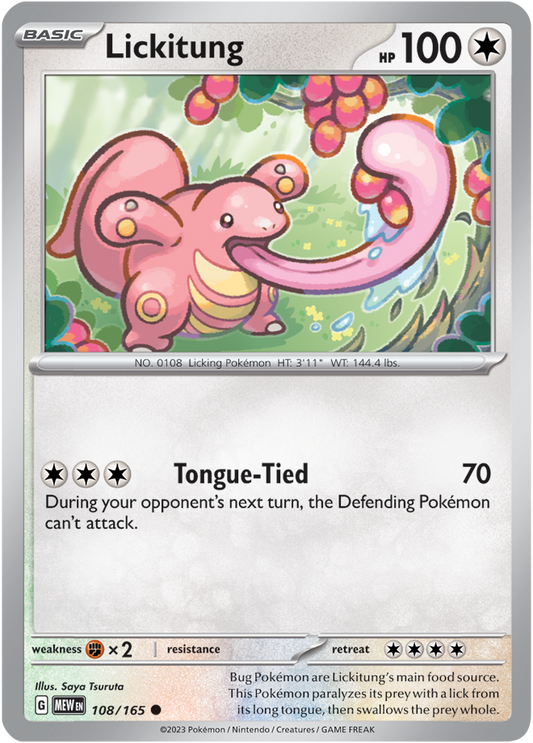 Scarlet & Violet 151 #108/165 Lickitung (Standard)