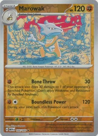 Scarlet & Violet 151 #105/165 Marowak (Reverse Holo)