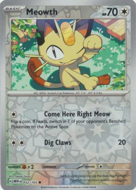 Scarlet & Violet 151 #052/165 Meowth (Reverse Holo)