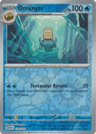 Scarlet & Violet 151 #138/165 Omanyte (Reverse Holo)