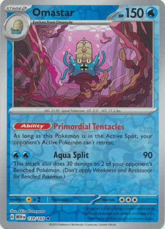 Scarlet & Violet 151 #139/165 Omastar (Reverse Holo)