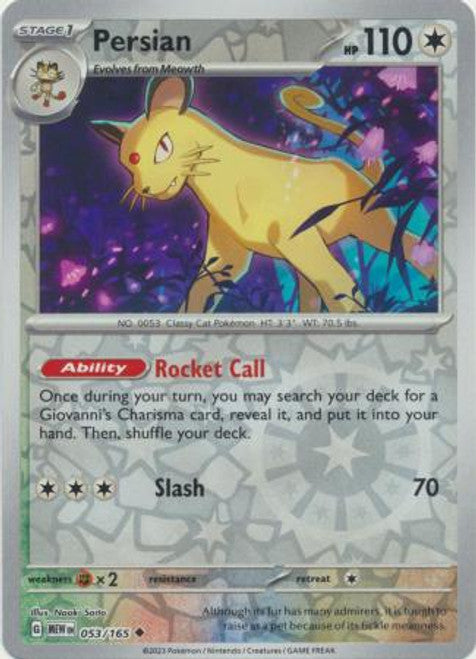 Scarlet & Violet 151 #053/165 Persian (Reverse Holo)