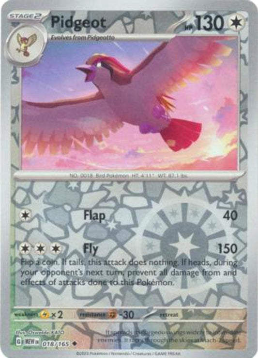 Scarlet & Violet 151 #018/165 Pidgeot (Reverse Holo)