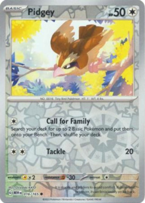 Scarlet & Violet 151 #016/165 Pidgey (Reverse Holo)