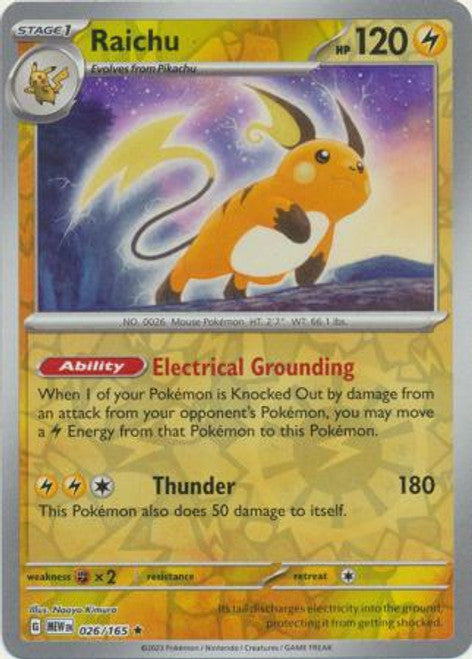 Scarlet & Violet 151 #026/165 Raichu (Reverse Holo)