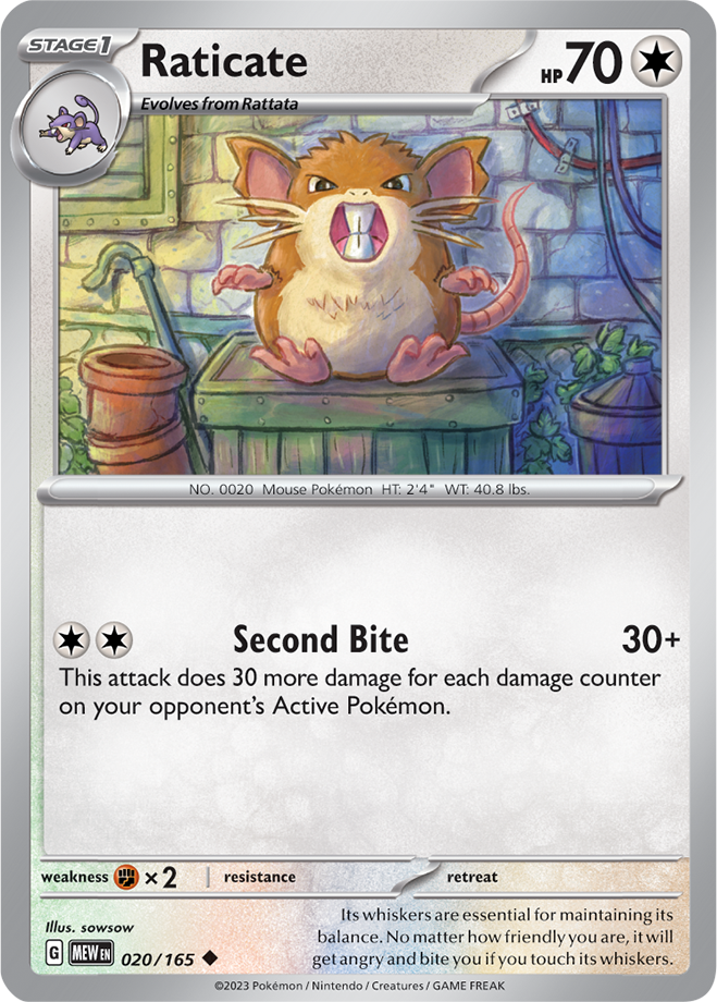 Scarlet & Violet 151 #020/165 Raticate (Standard)