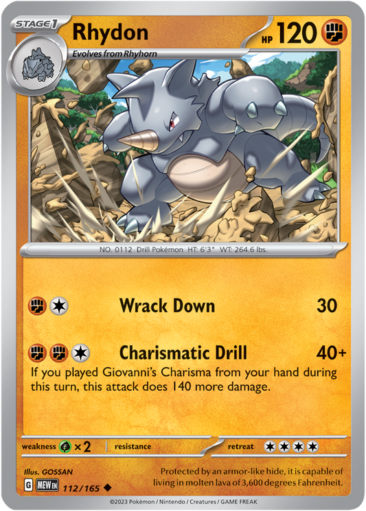 Scarlet & Violet 151 #112/165 Rhydon (Standard)
