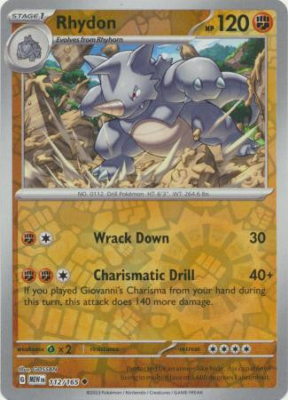 Scarlet & Violet 151 #112/165 Rhydon (Reverse Holo)