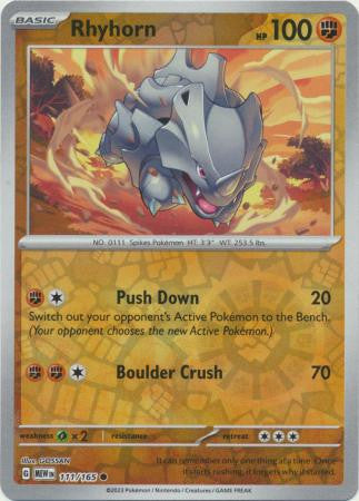 Scarlet & Violet 151 #111/165 Rhyhorn (Reverse Holo)