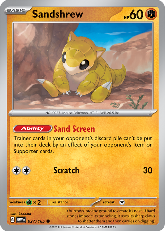 Scarlet & Violet 151 #027/165 Sandshrew (Standard)