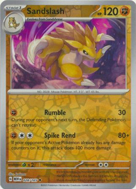 Scarlet & Violet 151 #028/165 Sandslash (Reverse Holo)