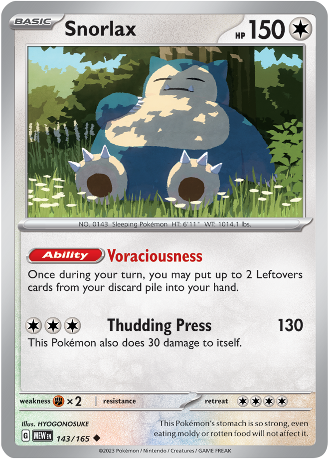 Scarlet & Violet 151 #143/165 Snorlax (Standard)