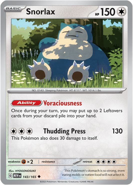 Scarlet & Violet 151 #143/165 Snorlax (Standard)