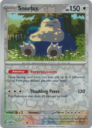 Scarlet & Violet 151 #143/165 Snorlax (Reverse Holo)