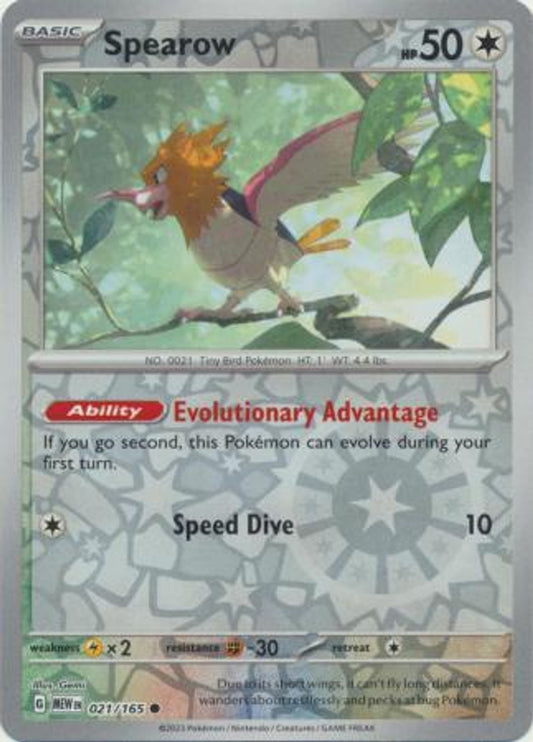 Scarlet & Violet 151 #021/165 Spearow (Reverse Holo)