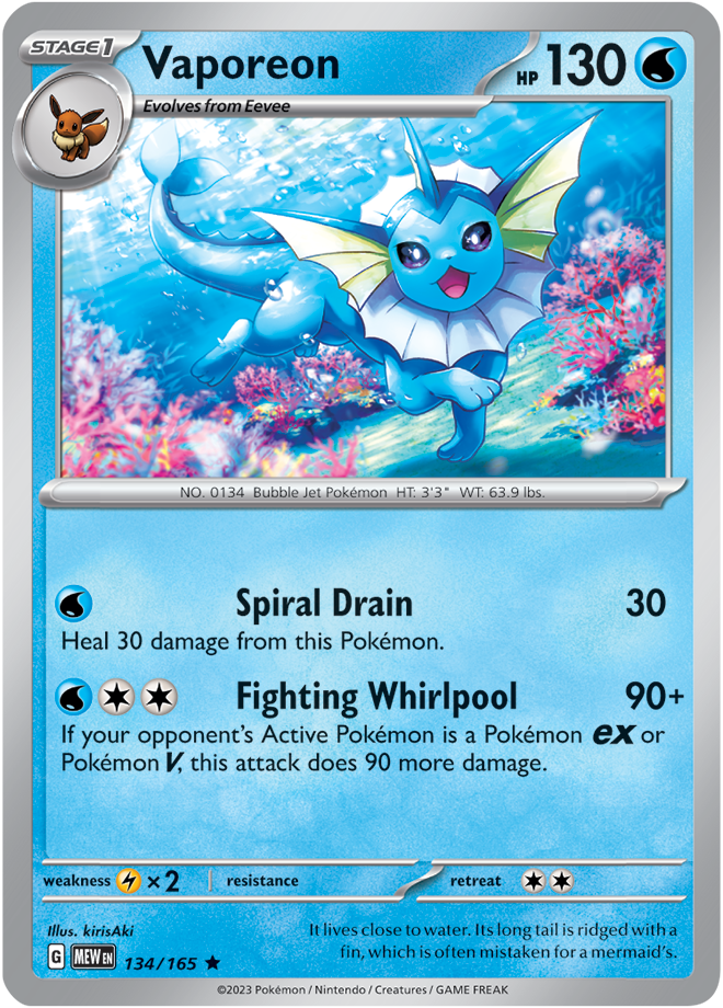 Scarlet & Violet 151 #134/165 Vaporeon (Holo)