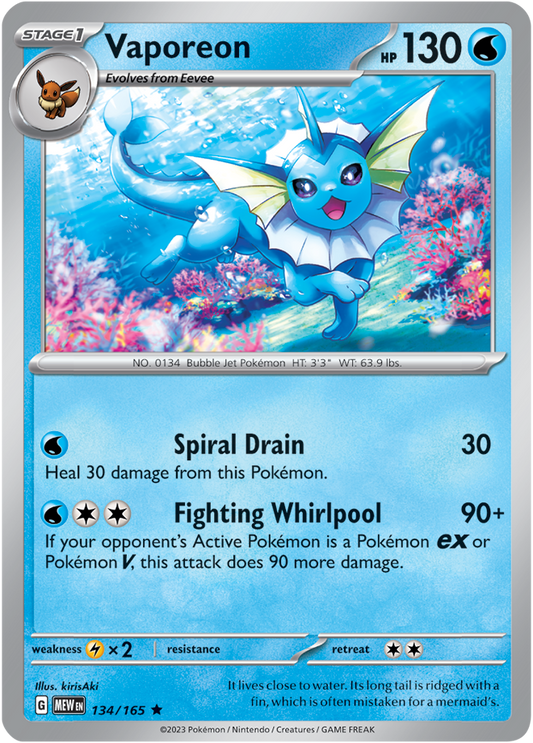 Scarlet & Violet 151 #134/165 Vaporeon (Holo)
