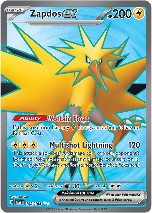 Scarlet & Violet 151 #192/165 Zapdos ex (Full Art)