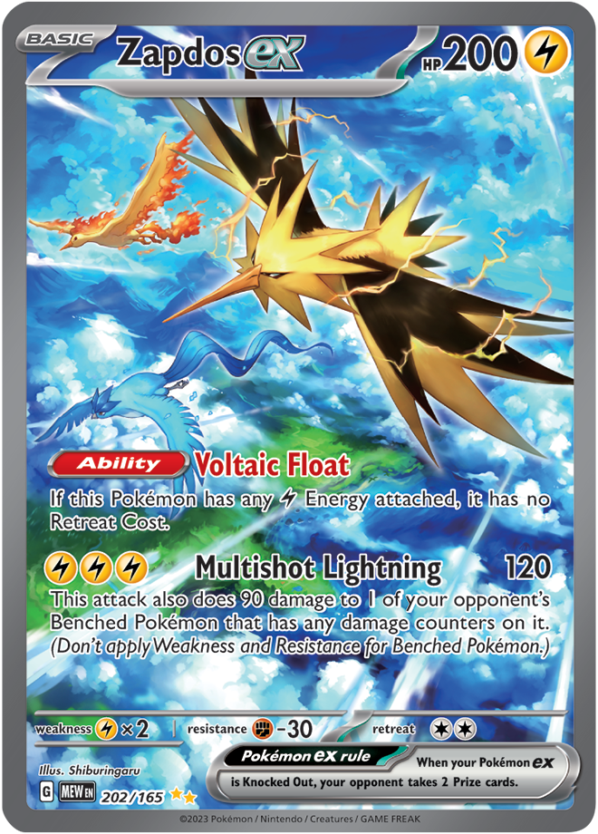 Scarlet & Violet 151 #202/165 Zapdos ex (Special Illustration Rare)